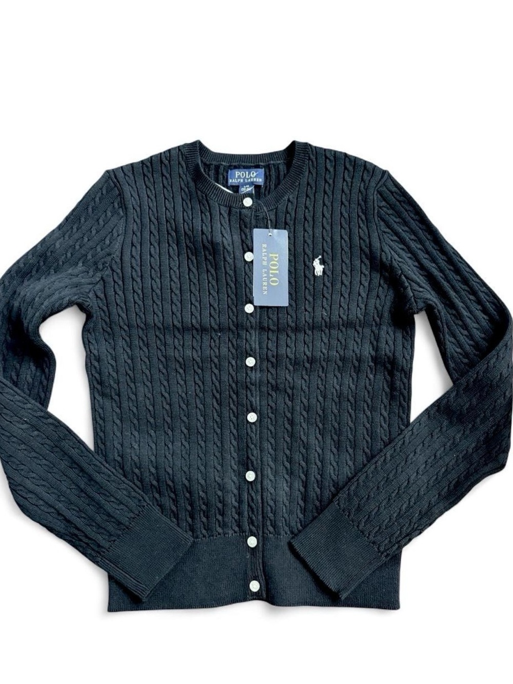 Black Polo Ralph Lauren cable knit cardigan